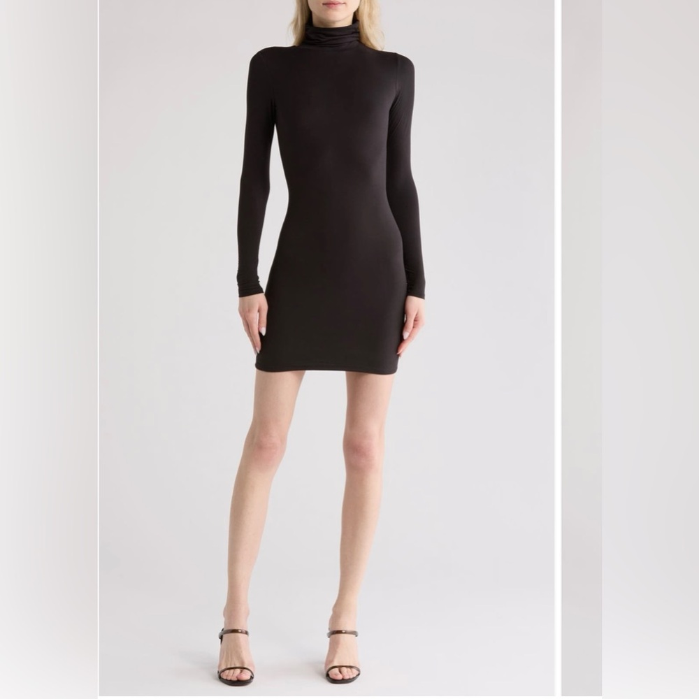 NWOT Naked wardrobe Black Long Sleeve turtleneck mini dress